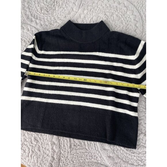 J. Crew Womens Chunky Crewneck Black White Sweater in Supersoft Yarn Size L, NWT - Picture 5 of 9